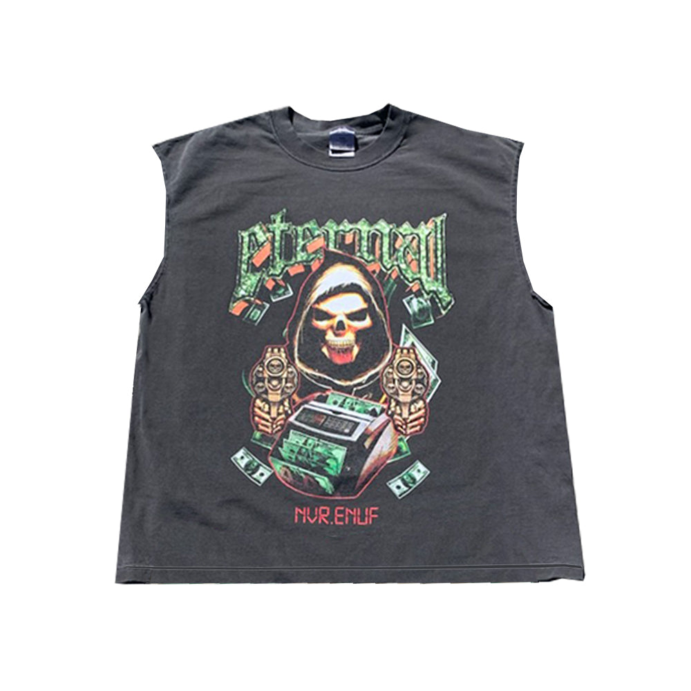 Money Counter Tee Garment Dye Black CutOff